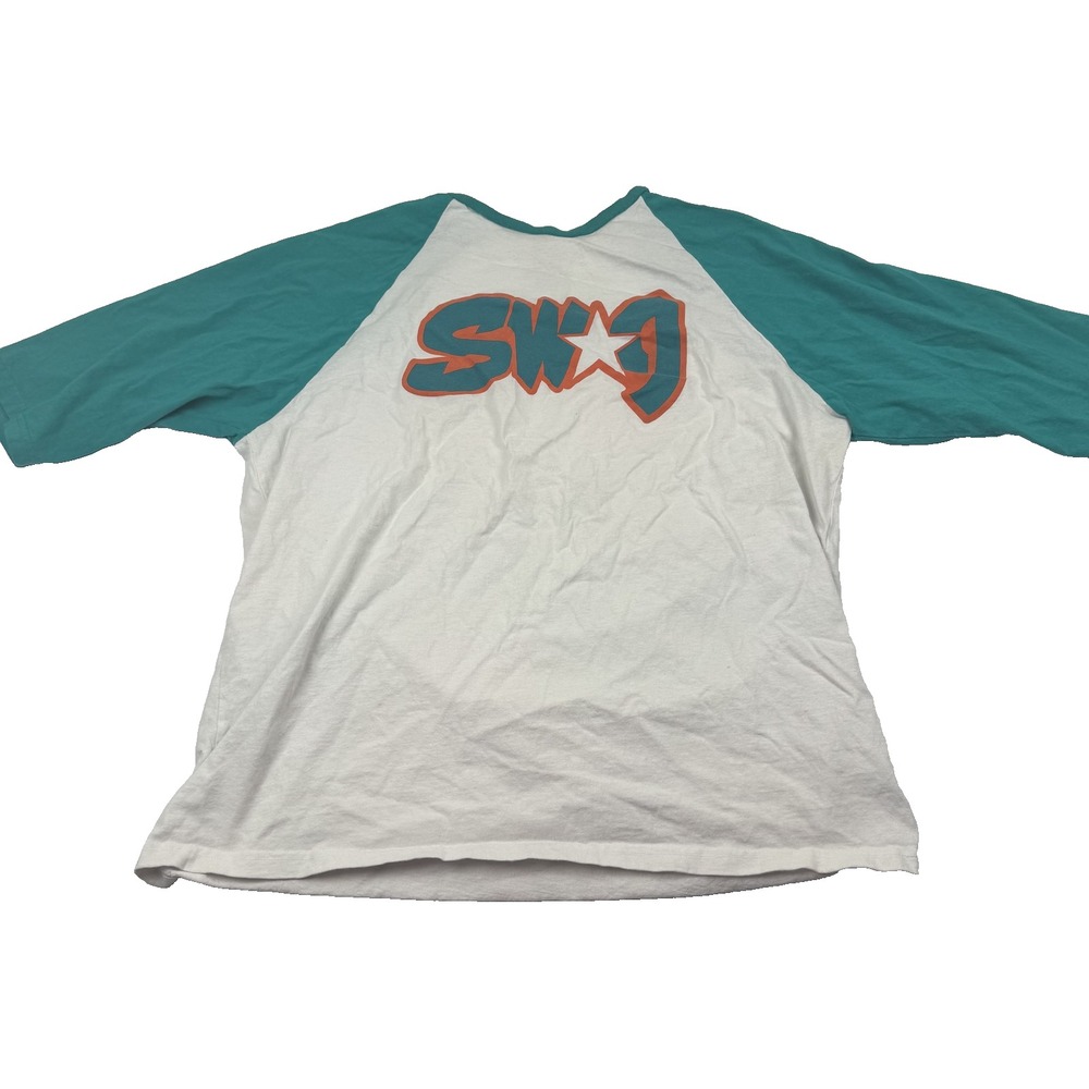 Rocksmith RS-1 Shirt Mens 4XL White Teal SWJ Graphic Raglan Made USA Skate Rare